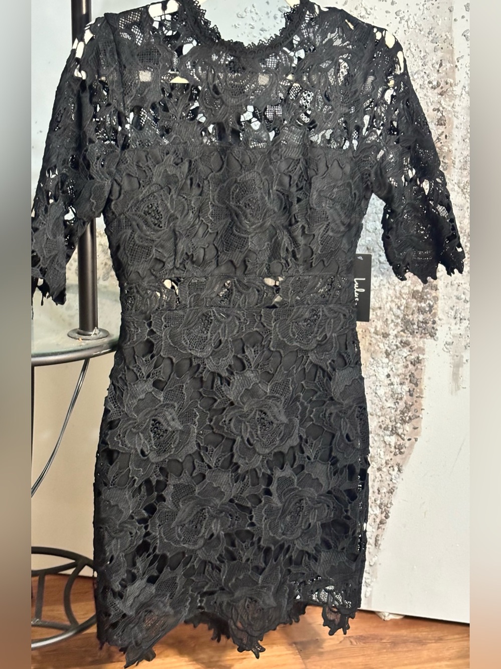 Lulu's Black Floral Lace Mini Dress